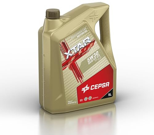 CEPSA XTAR 5W30 ECO C2 C3 5L- Lubricante sintético para vehículos híbridos, Gasolina y diésel, Dorado, El embalaje puede variar