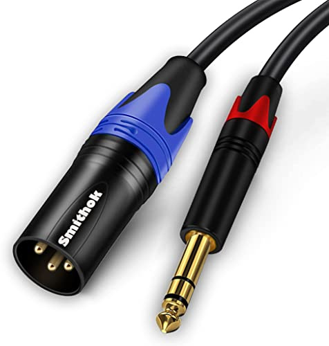Smithok Cavo patch da 6,35 mm da TRS a XLR maschio, da jack stereo da 1/4 a XLR bilanciato, compatibile con altoparlanti, console audio (1 m))