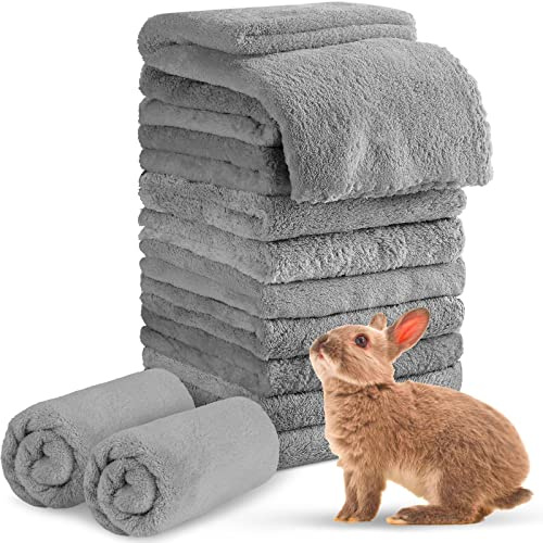 Tatuo 10 Stück Meerschweinchen Decken Fleece Meerschweinchen Käfig Einlagen Weiche Haustier Tücher PIPI Pads Hamster Zubehör für Kaninchen Welpe Kleine Hunde Katze (Grau, 35 x 75 cm)