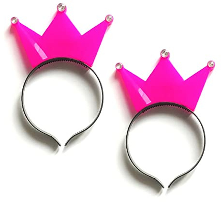 Partyknicklichter 2 LED Haarreifen mit Krone in PINK für Geburtstag, Events, Konzert, Roland Kaiser