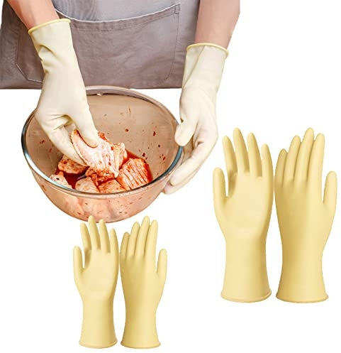 BAMFY Putzhandschuhe rutschfest Dauerhaft 3 Paare Haushaltshandschuhe for Teller Hausarbeit, Küche, Autos Gummihandschuhe (Color : Gelb, Size : M)