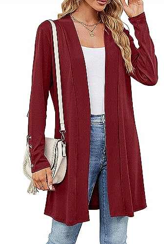 Heersan Cardigan Donna Lungo Leggero Giacca in Maglia Elegante Golfino a Maniche Lunghe Casual Cappotto Top Fronte Aperto Maglioni Lunghi per Primavera e Autunno