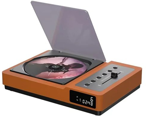 SUZLAZYR Lettore CD Portatile, Lettori CD HiFi Senza perdite con Altoparlanti Bluetooth 5.2 Alti e Bassi Regolabili Lettore Audio CD retrò per Auto e casa, Telecomando