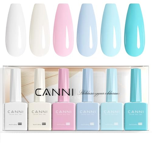 CANNI UV Nagellack Set 6 Farben Gellack 9ml | Milchweiß Rosé Blau Grün Farbgel Gelnägel UV Lack Soak Off Gel Nail Polish gellack für UV Lampe