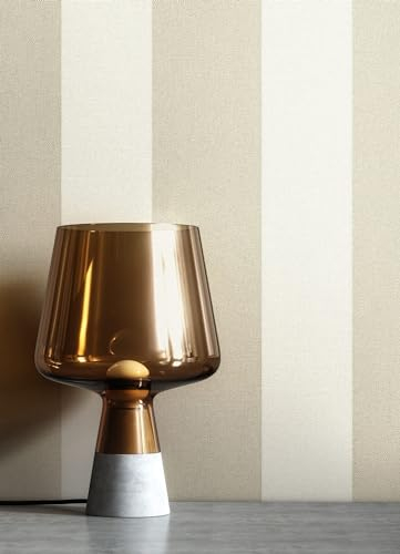 NEWROOM carta da parati Beige Strisce Tessuto non Tessuto - Striscia Taupe Crema Linea Tessile Casa di Campagna