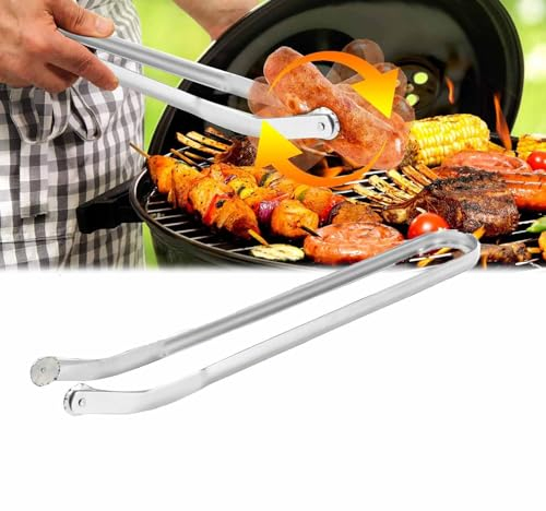 Pinze da cucina per barbecue e salsicce, 38,1 cm, pinze multiuso da cucina per hot dog, con rulli lisci sulla parte superiore, pinze da cucina per gadget da cucina (1 pezzo)
