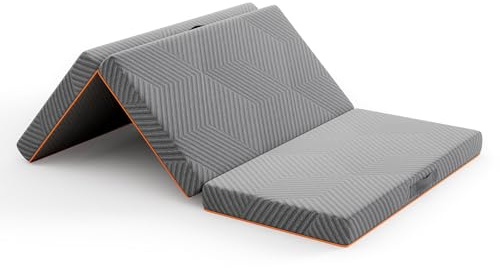 Vesgantti Materasso Pieghevole, 3 Pezzi in Schiuma di Gel per Ospiti, Viaggi, Campeggio, Pavimentazione, Coprimaterasso Lavabile, Materasso Pieghevole Certificato Oeko-Tex (10cm, 120x195x10cm)