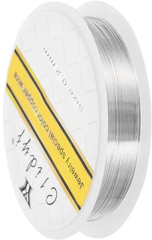 sourcing map 0.2mm/30 Gauge Copper Wire for Jewelry Making, 1 Roll Craft Tarnish Resistant Beading Wire for Jewelry Making Supplies DIY (Silver)