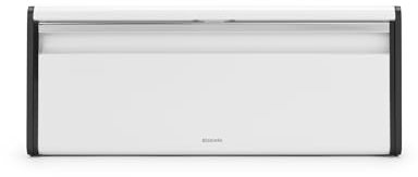 Brabantia Fall Front Bread Bin – Large Countertop Storage Box for Bread, Bagels, Rolls – Space-Saving Design with Flat Top – White