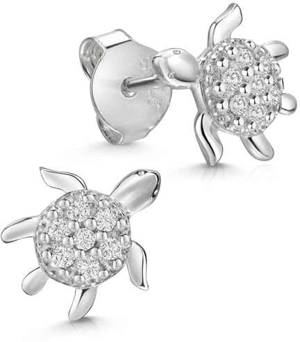 MATERIA by Matthias Wagner Boucles d'oreilles tortue en argent 925 avec zircone SO-270, Argent sterling Zircone cubique, Zircone cubique
