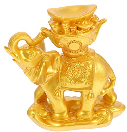 TOPPERFUN Yuanbao Elephant Ornaments Crystal-ball Storage Base Resin Statue Sculpture Home Elephant Decor for Office Desktop Display Furniture Tv Cabinet