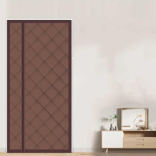 Magnetischer Thermo-Türvorhang für den Winter, hält Zugluft draußen, selbstdichtend, schall- und winddicht, Braun, 100 x 240 cm
