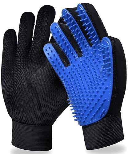 Pet Grooming Glove- pet washing Glove For Bathing-Pet Hair Remover glove For Cleaning Upgrade Grooming Brush For Long and Short fur- Efficient Washing Glove For Dogs & Cats -1 Pack [Right-Hand] Blue