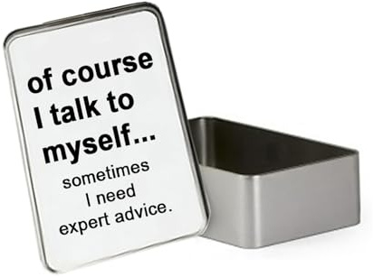 Giftme Of Course I Talk To Myself Sometimes I Need Expert Advice,Metal Tin Storage Box, Biscuit, Chocolate,Tin, Emergency Stuff Tin. (Rectangular)