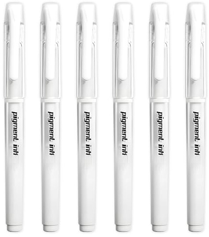 MOTIBACK Weiße Gelstifte 6er Set - Metallic Gelstift für Scrapbooking, Schwarzes Papier, Kreativprojekte mit 1.0mm Präzisionsspitze (6x Hochweiß)