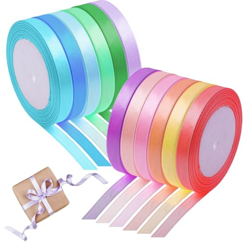 6mm Satin Ribbon Set – 12 Rolls of 22 Meters Each, Satin Ribbons for Crafting, Gift Wrapping, Sewing, Wedding Decorations, Party Supplies, and DIY Projects