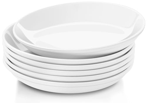 Enjamyo 6 Pieces Ceramic Dessert Plates,7 inch White Appetizer Plates,Round Dessert Salad Plate,Porcelain Dinner Plate,Ceramic Serving Dishes for Appetizers Salad Cake, Set of 6 Small White Plates