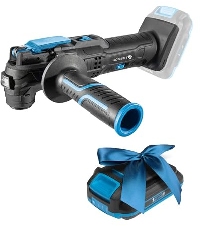 HÖGERT TECHNIK Herramienta multifunción con batería, 18 V, 5000-19000 min¹, oscilación de 3°, LED, regulación de velocidad continua, agarre suave, incluye accesorios + PROMO 2,0 Ah