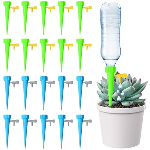 DAVBNM 20 Pcs Automatic Plant Watering Spike Self Watering Drip Irrigation System with Slow Release Control Valve Switch Bottle Drip Irrigation System, Plant Pot Waterings Devices for Garden Plants