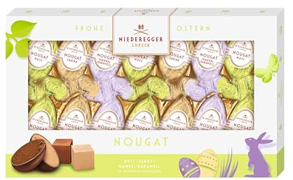 Niederegger | Nougat Eier | 1x 175g | Nougat Eier in den Sorten Nuss, Sahne & Mandel-Karamell | Umhüllt von Vollmilch-Schokolade | Ostereier | Ostergeschenk