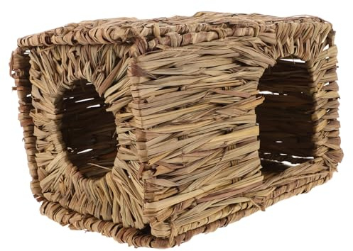 Gadpiparty Nido Per Conigli Intrecciato a Mano in Paglia Naturale, Casa Nascondiglio Pieghevole Misura 30x20x20 Cm, Letto Protettivo Per Piccoli Animali Come Criceti e Ricci, Per Ambienti Domestici