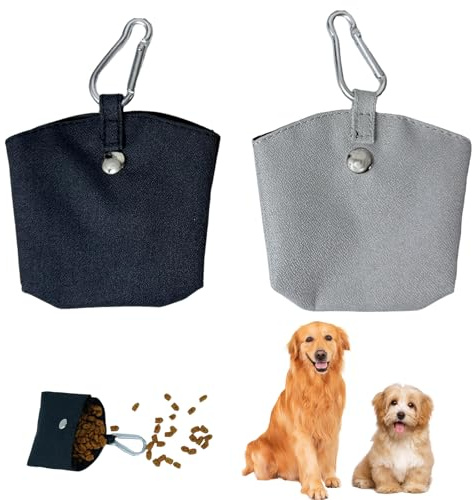 Diyxisk 2 Stück Leckerlitasche für Hunde Magnetische Öffnung Futterbeutel Hund mit Karabiner Aportierbeutel Hund Geeignet für Hundetraining Heimtraining Spaziergänge und Haustiersozialisierung