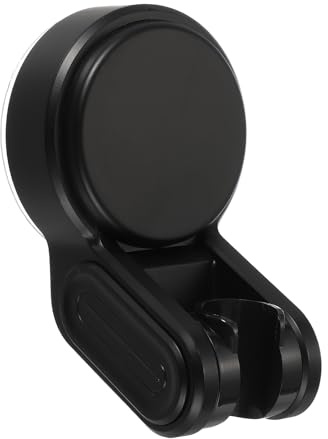 sourcing map Soporte de cabezal de ducha con ventosa, soporte de rociador ajustable, adhesivo fuerte, sin taladrar, soporte de ducha de mano para baño, pulverizador de mano, color negro