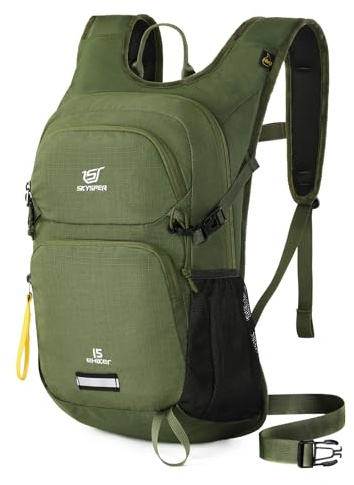 SKYSPER 15L Wanderrucksack für Damen Herren | klein strapazierfähiger Tagesrucksack leichter Trekking Rucksack mit Netzrücken für kurz Wandern Tagesausflüge Reisen