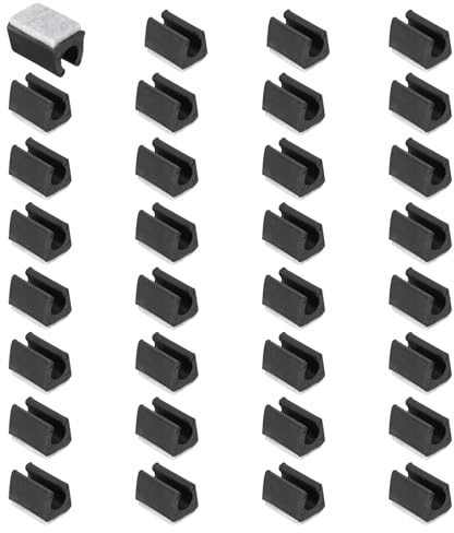 QUARKZMAN 32 Stück Stuhlgleiter Freischwinger mit Filz, Filzgleiter für Schwingstühle Möbelgleiter 12mm Klemmschalengleiter, Bodenschoner zum Schutz vor Kratzern und Lärm Schwarz