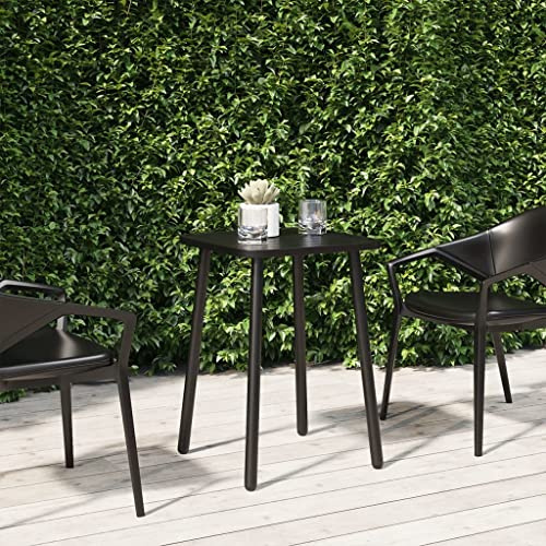 Keeushr Tavolo da giardino antracite, 50 x 50 x 71 cm, design a doghe in acciaio verniciato a polvere, rivestimento E, per terrazze, giardino, tavolo robusto, costruzione stabile