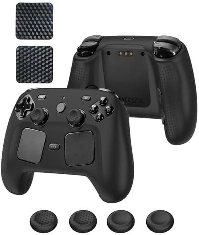yystao Funda de silicona para mando de vapor Valve 2026/Steam Controller 2, antideslizante, antiarañazos, antigolpes, con 4 tapas de agarre para joystick, 2 protectores de pantalla táctil, color negro