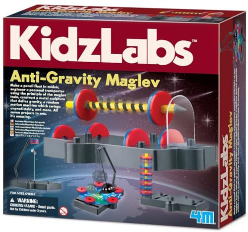 4M KidzLabs Anti Gravity Magnetic Levitation Kit | Make a Pencil Float in Mid Air | Engineer Personal Transportation | Gravity Defying Sculptures | Motion Machine & More | Kids 8+