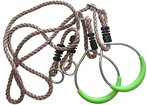 Loggyland Turnringe Seilringe aus Kunststoff - Metall incl. Ringe zum Einhängen (Karabinerhaken) höhenverstellbar Indoor Outdoor