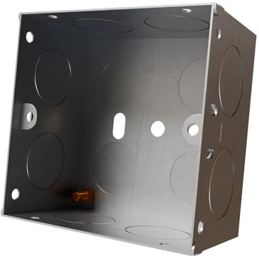rhinocables Metal 1 Gang Single Socket Back Box (47mm, 1 Pack) | Durable Construction: Crafted from high quality metal galvanized steel, offering long lasting durability and robustness for