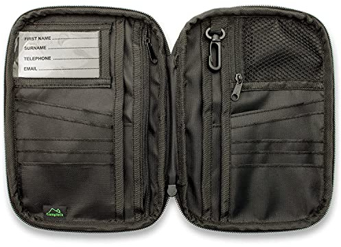 CampTeck U6681 Reisepass Tasche Passhülle Brieftasche & RFID Faraday Signal Blockierung Organisieren Hülle, Kreditkarten, Ausweise, Dokumente, Geld, Tickets, Schlüssel - Schwarz