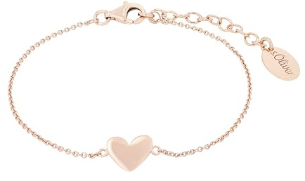 s.Oliver armband 925 sterling silver dam armsmycken, 16+3 cm, rosa färg, hjärta, Kommer i smycken presentförpackning, 2019872