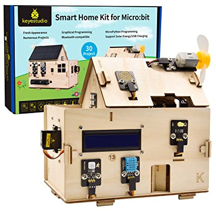 KEYESTUDIO BBC Micro:bit Smart Home Starter Kit für BBC Micro:Bit (ohne Micro:Bit V2), MakeCode Blocks & Python Code|Tutorial Guide|Remote Control App für 14+ Kinder Codierung