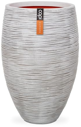 Capi Europe - Gefäß elegant Deluxe Rib NL - 51x72 - Elfenbein - Blumentopf für den Innen- und Außeneinsatz - Übertopf - Pflanztopf - Pflanzgefäß - Kunststoff - KOFI1138
