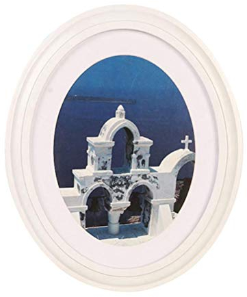 Garneck Shabby Chic Decor Bilderrahmen 25,4 cm klassisch ovale Form Bilderrahmen Wandbehang Dekoration für Wohnzimmer Schlafzimmer nahtloser Nagel und S-Nagel (weiß) Vintage-Rahmen