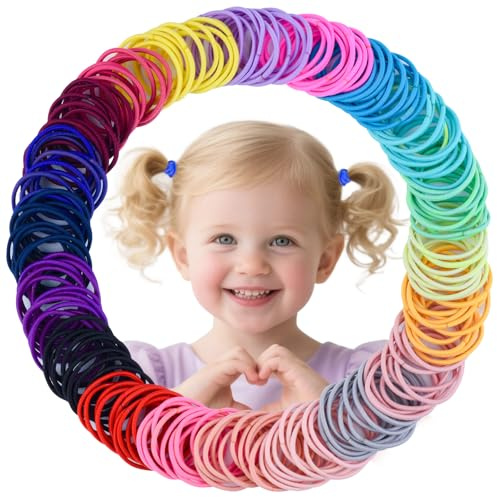 Lazos para el pelo de bebé para niñas, 200 unidades pequeñas de 1 pulgada, gomas elásticas para el pelo para bebés, niñas y niños, accesorios para el cabello (color A)