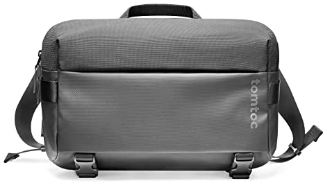 tomtoc Herren Umhängetasche Schultertasche Passt 13 Zoll MacBook Air M4/A3240, 14-Zoll MacBook Pro M4/M3/M2/M1 A3112 A3401 A3185, 10 Liter Crossbody Laptop Messenger Bag für Alltag, Arbeit, Schwarz