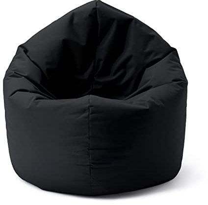 Lumaland Puff Pera Redondo Grande 120 x 80 x 75 cm | Sillón Relax Impermeable para Interior & Exterior | Mueble Ideal para Salón, Jardin y Terraza | con Relleno Incluido 300l [Negro]