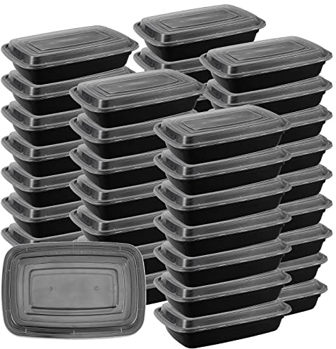 ZEONHEI 40 Pack 750ml Food Containers with Lids, Freezer Meal Prep Containers, Plastic Lunch Takeaway Containers, Microwave Freezer, 22.5 x 15.3 x 5 CM