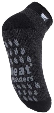 HEAT HOLDERS - Mens 2.3 TOG Warm Thick Anti Slip Low Cut Ankle Thermal Slipper Socks | Trainer Socks with Grips for Winter