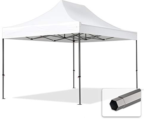 TOOLPORT Faltzelt Partyzelt 4x4m - ohne Seitenteile Premium Dach Faltpavillon schwer entflammbar Pavillon weiß