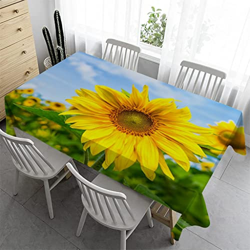 Syhi Qlty Outdoor Tischdecke 260 x 140 cm - Outdoor-Tischdecken Bierbank Tischdecke Geburtstag Wasserabweisender Stoff Tischdecke für Biertisch Draußen Party - Gelb Sonnenblumen