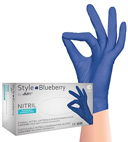 AMPri Nitrilhandschuhe, dunkelblau, blau, Größe M, puderfrei, Style blueberry by Med-Comfort: Nitril Einmalhandschuhe in den Größen XS, S, M, L, XL erhältlich