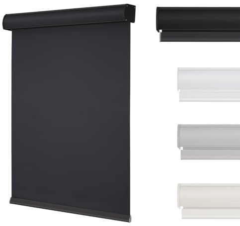 Changshade Cordless Blackout Roller Shades with Valance, Room Darkening Roll-up Shade Easy Install, Fabric Windows Blinds for Home, Bedroom and Office, 34 W x 72 H, Black ROL34BK72D