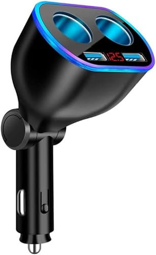 Caricabatteria da Auto Accendino Accendisigari Auto USB Splitter, Adattatore per prese di corrente da 120W con 12V / 24V e doppia porta USB