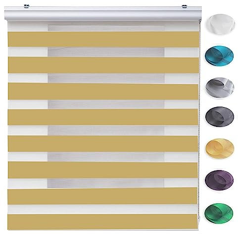 Lamellenvorhang 45 x 260 cm Sichtschutz Blendschutz Hitzeschutz Jalousie für Türen Montage-Teile inklusive für Tür und Fenster, Sandgelb